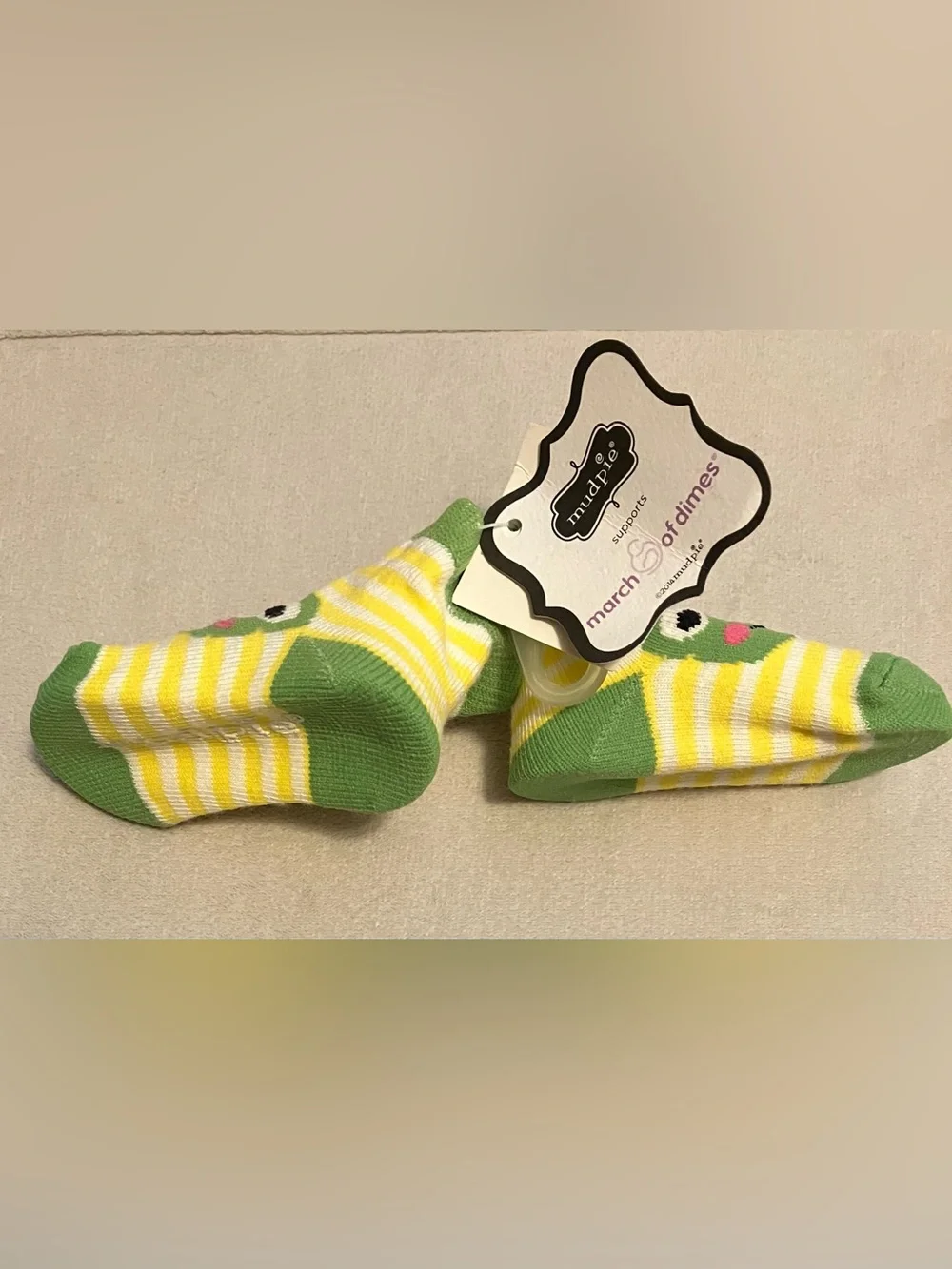 Newborn Baby Green & Yellow Frog Socks by Mudpie